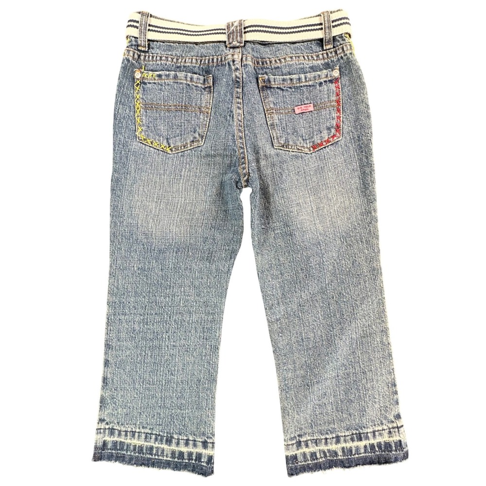 U.S. Polo Assn Jeans Girls 12 Blue Ramie Cotton Y2K Butterfly Embroidered Belted - Picture 2 of 16